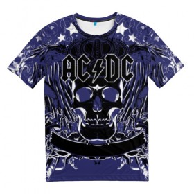 Мужская футболка 3D с принтом AC/DC в Новосибирске, 100% полиэфир | прямой крой, круглый вырез горловины, длина до линии бедер | ac dc | acdc | back in black | columbia | epic | force | guitar | pop | rock | vevo | ангус | блюз | рок | хард | янг