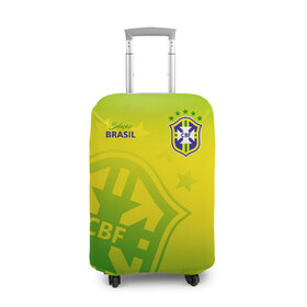 Чехол для чемодана 3D с принтом Бразилия в Новосибирске, 86% полиэфир, 14% спандекс | двустороннее нанесение принта, прорези для ручек и колес | brasil | brazil | бразилия | бразильская сборная | сборная бразилии | сборная бразилии по футболу | сборные | форма | футбол | футбольные сборные | чемпионат мира