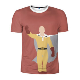 Мужская футболка 3D спортивная с принтом Saitama в Новосибирске, 100% полиэстер с улучшенными характеристиками | приталенный силуэт, круглая горловина, широкие плечи, сужается к линии бедра | hero | man | one | one punch | punch | punch man | saitama | super | superhero | ванпанчмен | герой | сайтама | супер | супергерой