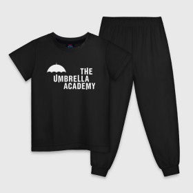 Детская пижама хлопок с принтом Академия Амбрелла в Новосибирске, 100% хлопок |  брюки и футболка прямого кроя, без карманов, на брюках мягкая резинка на поясе и по низу штанин
 | Тематика изображения на принте: netflix | umbrella | umbrella academy | академия амбрелла