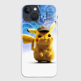 Чехол для iPhone 13 mini с принтом Pikachu Detective в Новосибирске,  |  | anime | game | nintendo | pikachu | pokemon | аниме | детектив | игра | кино | пикачу | покемон | эш кетчум