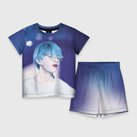 Детский костюм с шортами 3D с принтом BTS Blue в Новосибирске,  |  | bts | jimin | jin | jungkook | k pop | kim taehyung | korean | suga | бтс | джонгук | ким сокчин | ким тэ хён | корейский поп | корея | мин юнги | пак | суга | чимин | чон