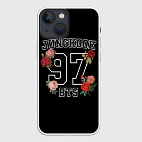 Чехол для iPhone 13 mini с принтом JUNGKOOK 97 BTS в Новосибирске,  |  | Тематика изображения на принте: bangtan | bighit | boy | fake love | j hope | jimin | jin | jungkook | korea | kpop | live | luv | mic drop | rm | suga | v | with | бтс | кей | поп