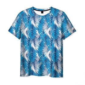 Мужская футболка 3D с принтом Гавайская с листьями в Новосибирске, 100% полиэфир | прямой крой, круглый вырез горловины, длина до линии бедер | gta | san andreas | америка | гавайи | дискотека | для отдыха | для путешествий | курортная | маями | мексика | пальмовые листья | пати | пляжная вечеринка | пляжная одежда | с пальмами | сша