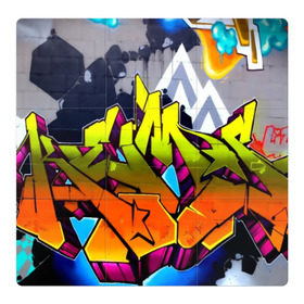 Магнитный плакат 3Х3 с принтом НЕОНОВОЕ ГРАФФИТИ в Новосибирске, Полимерный материал с магнитным слоем | 9 деталей размером 9*9 см | grafiti | paint | street art | urban | город | граффити | искусство | кирпичи | краски | рисунки | стена | улицы | уличное искусство
