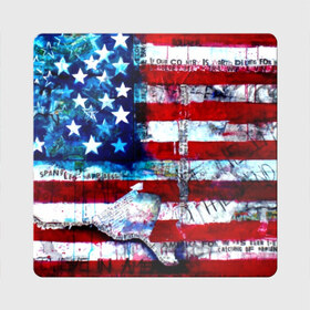 Магнит виниловый Квадрат с принтом АМЕРИКА в Новосибирске, полимерный материал с магнитным слоем | размер 9*9 см, закругленные углы | Тематика изображения на принте: usa | абстракция | америка | американский | герб | звезды | краска | символика сша | страны | сша | флаг | штаты