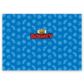 Поздравительная открытка с принтом Bounty BS в Новосибирске, 100% бумага | плотность бумаги 280 г/м2, матовая, на обратной стороне линовка и место для марки
 | Тематика изображения на принте: brawl stars | jessie | leon | spike | бравл старс | джесси | леон | спайк