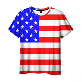 Мужская футболка 3D с принтом АМЕРИКАНСКИЙ ФЛАГ в Новосибирске, 100% полиэфир | прямой крой, круглый вырез горловины, длина до линии бедер | usa | абстракция | америка | американский | герб | звезды | краска | символика сша | страны | сша | флаг | штаты