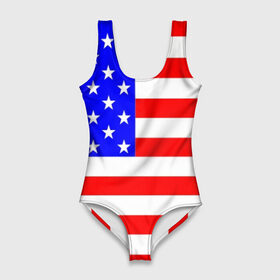 Купальник-боди 3D с принтом АМЕРИКАНСКИЙ ФЛАГ в Новосибирске, 82% полиэстер, 18% эластан | Круглая горловина, круглый вырез на спине | usa | абстракция | америка | американский | герб | звезды | краска | символика сша | страны | сша | флаг | штаты
