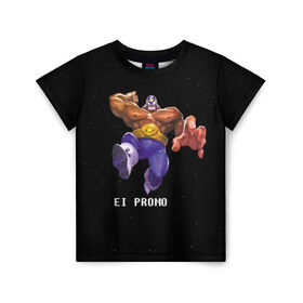 Детская футболка 3D с принтом EI PROMO в Новосибирске, 100% гипоаллергенный полиэфир | прямой крой, круглый вырез горловины, длина до линии бедер, чуть спущенное плечо, ткань немного тянется | brawl stars | jessie | leon | spike | бравл старс | джесси | леон | спайк