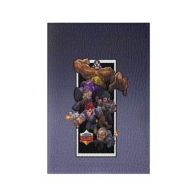 Обложка для паспорта матовая кожа с принтом Brawl Stars в Новосибирске, натуральная матовая кожа | размер 19,3 х 13,7 см; прозрачные пластиковые крепления | brawl stars | jessie | leon | spike | бравл старс | джесси | леон | спайк