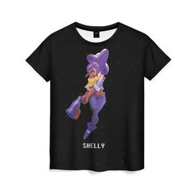 Женская футболка 3D с принтом Shelly в Новосибирске, 100% полиэфир ( синтетическое хлопкоподобное полотно) | прямой крой, круглый вырез горловины, длина до линии бедер | brawl stars | jessie | leon | spike | бравл старс | джесси | леон | спайк