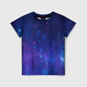 Детская футболка 3D с принтом Космос в Новосибирске, 100% гипоаллергенный полиэфир | прямой крой, круглый вырез горловины, длина до линии бедер, чуть спущенное плечо, ткань немного тянется | Тематика изображения на принте: galaxy | nebula | space | star | абстракция | вселенная | галактика | звезда | звезды | космический | планеты