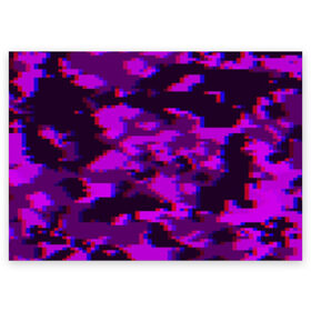 Поздравительная открытка с принтом Розовый камуфляж в Новосибирске, 100% бумага | плотность бумаги 280 г/м2, матовая, на обратной стороне линовка и место для марки
 | Тематика изображения на принте: камуфляж | пиксели | текстуры