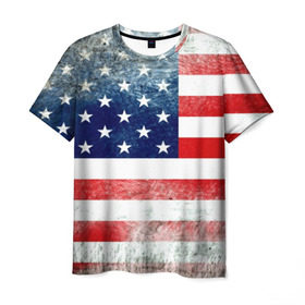 Мужская футболка 3D с принтом Америка Флаг в Новосибирске, 100% полиэфир | прямой крой, круглый вырез горловины, длина до линии бедер | Тематика изображения на принте: usa | абстракция | америка | американский | герб | звезды | краска | символика сша | страны | сша | флаг | штаты