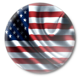 Значок с принтом Символика Америки в Новосибирске,  металл | круглая форма, металлическая застежка в виде булавки | usa | абстракция | америка | американский | герб | звезды | краска | символика сша | страны | сша | флаг | штаты