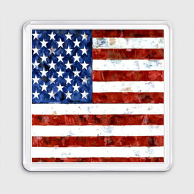 Магнит 55*55 с принтом США ФЛАГ в Новосибирске, Пластик | Размер: 65*65 мм; Размер печати: 55*55 мм | usa | абстракция | америка | американский | герб | звезды | краска | символика сша | страны | сша | флаг | штаты