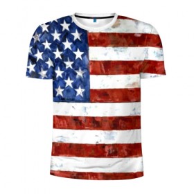 Мужская футболка 3D спортивная с принтом США ФЛАГ в Новосибирске, 100% полиэстер с улучшенными характеристиками | приталенный силуэт, круглая горловина, широкие плечи, сужается к линии бедра | usa | абстракция | америка | американский | герб | звезды | краска | символика сша | страны | сша | флаг | штаты