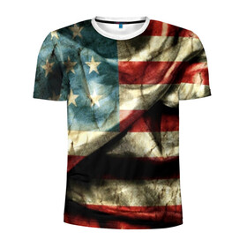 Мужская футболка 3D спортивная с принтом USA 3D в Новосибирске, 100% полиэстер с улучшенными характеристиками | приталенный силуэт, круглая горловина, широкие плечи, сужается к линии бедра | usa | абстракция | америка | американский | герб | звезды | краска | символика сша | страны | сша | флаг | штаты