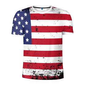 Мужская футболка 3D спортивная с принтом США в Новосибирске, 100% полиэстер с улучшенными характеристиками | приталенный силуэт, круглая горловина, широкие плечи, сужается к линии бедра | usa | абстракция | америка | американский | герб | звезды | краска | символика сша | страны | сша | флаг | штаты