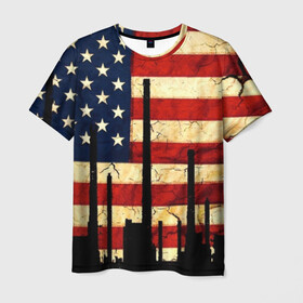 Мужская футболка 3D с принтом USA URBAN в Новосибирске, 100% полиэфир | прямой крой, круглый вырез горловины, длина до линии бедер | usa | абстракция | америка | американский | герб | звезды | краска | символика сша | страны | сша | флаг | штаты