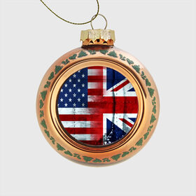 Стеклянный ёлочный шар с принтом Англия&Америка в Новосибирске, Стекло | Диаметр: 80 мм | Тематика изображения на принте: usa | абстракция | америка | американский | герб | звезды | краска | символика сша | страны | сша | флаг | штаты