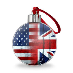 Ёлочный шар с принтом Англия&Америка в Новосибирске, Пластик | Диаметр: 77 мм | usa | абстракция | америка | американский | герб | звезды | краска | символика сша | страны | сша | флаг | штаты