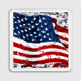 Магнит 55*55 с принтом Американский флаг в Новосибирске, Пластик | Размер: 65*65 мм; Размер печати: 55*55 мм | Тематика изображения на принте: 