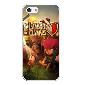 Чехол для iPhone 5/5S матовый с принтом Clash of Clans в Новосибирске, Силикон | Область печати: задняя сторона чехла, без боковых панелей | base | clan wars | coc | hall | hog rider | royale | town | trap | база | гоблин | золото | клеш оф кленс | кок | крепость | кристаллы | трофей | эликсир