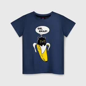 Детская футболка хлопок с принтом Oh, snap! в Новосибирске, 100% хлопок | круглый вырез горловины, полуприлегающий силуэт, длина до линии бедер | Тематика изображения на принте: banana | cat | kitten | банан | кот | котенок | кошка