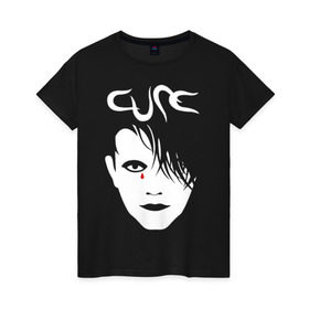 Женская футболка хлопок с принтом The Cure в Новосибирске, 100% хлопок | прямой крой, круглый вырез горловины, длина до линии бедер, слегка спущенное плечо | cure | robert james smith | the cure | готик рок | группы | музыка | постпанк | роберт смит | рок