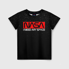 Детская футболка 3D с принтом NASA (НА СПИНЕ) в Новосибирске, 100% гипоаллергенный полиэфир | прямой крой, круглый вырез горловины, длина до линии бедер, чуть спущенное плечо, ткань немного тянется | galaxy | nasa | space | space company | star | астрономия | галактика | звезды | космическая компания | космос | наса
