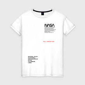 Женская футболка хлопок с принтом NASA | НАСА (НА СПИНЕ) в Новосибирске, 100% хлопок | прямой крой, круглый вырез горловины, длина до линии бедер, слегка спущенное плечо | galaxy | nasa | space | space company | star | астрономия | галактика | звезды | космическая компания | космос | наса