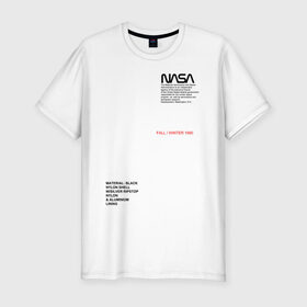 Мужская футболка премиум с принтом NASA в Новосибирске, 92% хлопок, 8% лайкра | приталенный силуэт, круглый вырез ворота, длина до линии бедра, короткий рукав | galaxy | nasa | space | space company | star | астрономия | галактика | звезды | космическая компания | космос | наса