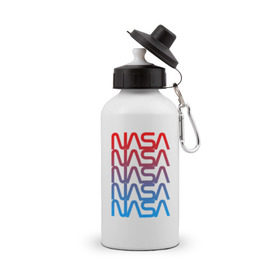 Бутылка спортивная с принтом NASA в Новосибирске, металл | емкость — 500 мл, в комплекте две пластиковые крышки и карабин для крепления | galaxy | nasa | space | space company | star | астрономия | галактика | звезды | космическая компания | космос | наса