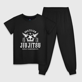 Детская пижама хлопок с принтом Джиу Джитсу в Новосибирске, 100% хлопок |  брюки и футболка прямого кроя, без карманов, на брюках мягкая резинка на поясе и по низу штанин
 | Тематика изображения на принте: box | boxing | bruce lee | champion | dragon | fight | fighter | judo | muay thai | team | tiger | ufc | али | боевые | боец | бой | бокс | боксер | борьба | брюс ли | воин | дзюдо | дракон | единоборства | искусство | карате | контакт | кулак | лев