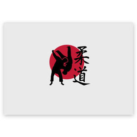 Поздравительная открытка с принтом Дзюдо в Новосибирске, 100% бумага | плотность бумаги 280 г/м2, матовая, на обратной стороне линовка и место для марки
 | Тематика изображения на принте: eastern | emblem | hieroglyph | japanese | judo | martial arts | red | sign | silhouette | sport | stencil | sun | symbol | wrestlers | wrestling | борцы | борьба | восточная | дзюдо | единоборства | знак | иероглиф | красное | силуэт | символ | солнце | 