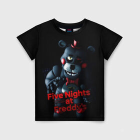 Детская футболка 3D с принтом Five Nights At Freddys в Новосибирске, 100% гипоаллергенный полиэфир | прямой крой, круглый вырез горловины, длина до линии бедер, чуть спущенное плечо, ткань немного тянется | Тематика изображения на принте: five nights at freddys | foxy | аниматроники | игра | компьютерная игра | робот | фокси | фредди | фреди | чика