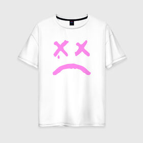 Женская футболка хлопок Oversize с принтом LIL PEEP в Новосибирске, 100% хлопок | свободный крой, круглый ворот, спущенный рукав, длина до линии бедер
 | lil peep | lil prince | logo | music | pink | rap | зарубежная музыка | зарубежные | лил пип | лого | маленький принц | музыка | реп | розовый