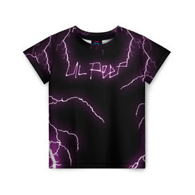 Детская футболка 3D с принтом LIL PEEP в Новосибирске, 100% гипоаллергенный полиэфир | прямой крой, круглый вырез горловины, длина до линии бедер, чуть спущенное плечо, ткань немного тянется | lil peep | lil prince | logo | music | pink | rap | thunder | зарубежная музыка | зарубежные | лил пип | лого | маленький принц | молнии | музыка | реп | розовый