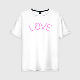 Женская футболка хлопок Oversize с принтом LIL PEEP LOVE в Новосибирске, 100% хлопок | свободный крой, круглый ворот, спущенный рукав, длина до линии бедер
 | lil peep | lil prince | logo | music | pink | rap | зарубежная музыка | зарубежные | лил пип | лого | маленький принц | музыка | реп | розовый