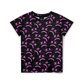Детская футболка 3D с принтом LIL PEEP в Новосибирске, 100% гипоаллергенный полиэфир | прямой крой, круглый вырез горловины, длина до линии бедер, чуть спущенное плечо, ткань немного тянется | lil peep | lil prince | logo | music | pink | rap | зарубежная музыка | зарубежные | лил пип | лого | маленький принц | музыка | реп | розовый
