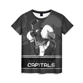 Женская футболка 3D с принтом Washington Capitals в Новосибирске, 100% полиэфир ( синтетическое хлопкоподобное полотно) | прямой крой, круглый вырез горловины, длина до линии бедер | capitals | hokkey | nhl | ovechkin | washington | александр | вашингтон | кэпиталз | кэпиталс | овечкин | хоккеист | хоккей