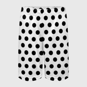 Детские спортивные шорты 3D с принтом Черный горошек в Новосибирске,  100% полиэстер
 | пояс оформлен широкой мягкой резинкой, ткань тянется
 | белый | горошек | круги | кружки | текстура | черный горох | черный горошек | шарики