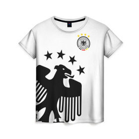 Женская футболка 3D с принтом Сборная Германии в Новосибирске, 100% полиэфир ( синтетическое хлопкоподобное полотно) | прямой крой, круглый вырез горловины, длина до линии бедер | deutsche | deutschland | die mannschaft | germany | германия | немецкая сборная | сборная | сборная гемании по футболу | сборная германии | форма | футбол