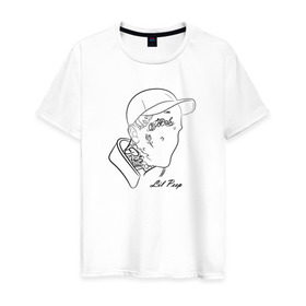 Мужская футболка хлопок с принтом Lil Peep в Новосибирске, 100% хлопок | прямой крой, круглый вырез горловины, длина до линии бедер, слегка спущенное плечо. | Тематика изображения на принте: 