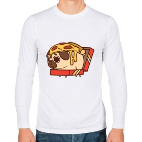Мужской лонгслив хлопок с принтом Pizza Dog в Новосибирске, 100% хлопок |  | amimals | cook | dog | doggy | food | pizza | woof | боксер | бульдог | бультерьер | волк | гав | доберман | дог | долматинец | друг | еда | животные | йорк | кок | мопс | овчарка | пёс | песик | питомец | пицца | повар | пудель