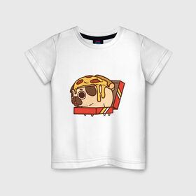 Детская футболка хлопок с принтом Pizza Dog в Новосибирске, 100% хлопок | круглый вырез горловины, полуприлегающий силуэт, длина до линии бедер | amimals | cook | dog | doggy | food | pizza | woof | боксер | бульдог | бультерьер | волк | гав | доберман | дог | долматинец | друг | еда | животные | йорк | кок | мопс | овчарка | пёс | песик | питомец | пицца | повар | пудель
