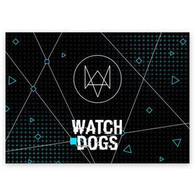 Поздравительная открытка с принтом РЮКЗАК WATCH DOGS в Новосибирске, 100% бумага | плотность бумаги 280 г/м2, матовая, на обратной стороне линовка и место для марки
 | action | ct os | ded sec | fox | gamer | glitch | hacker | player | watch dogs | watch dogs 2 | глитч | знак лиса | игра | компьютерная игра | хакер