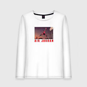 Женский лонгслив хлопок с принтом MICHAEL JORDAN в Новосибирске, 100% хлопок |  | 23 | bulls | chicago bulls | jordan | logo | michael jordan | nba | paris saint germain | psg | red | sport | быки | джордан | лого | майкл джордан | псг | спорт | чигаго буллс